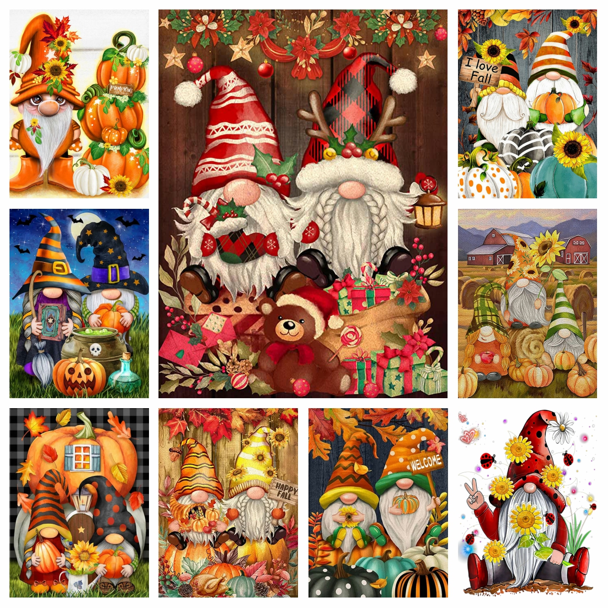 Embroidery Xmas Kits - DIY Xmas Garden Gnomes Diamond Rhinestones