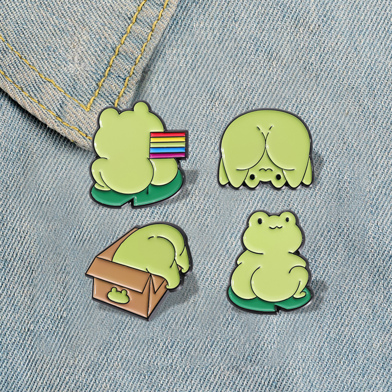 Embroidery Fish - Cute Green Frog Enamel Pins Custom