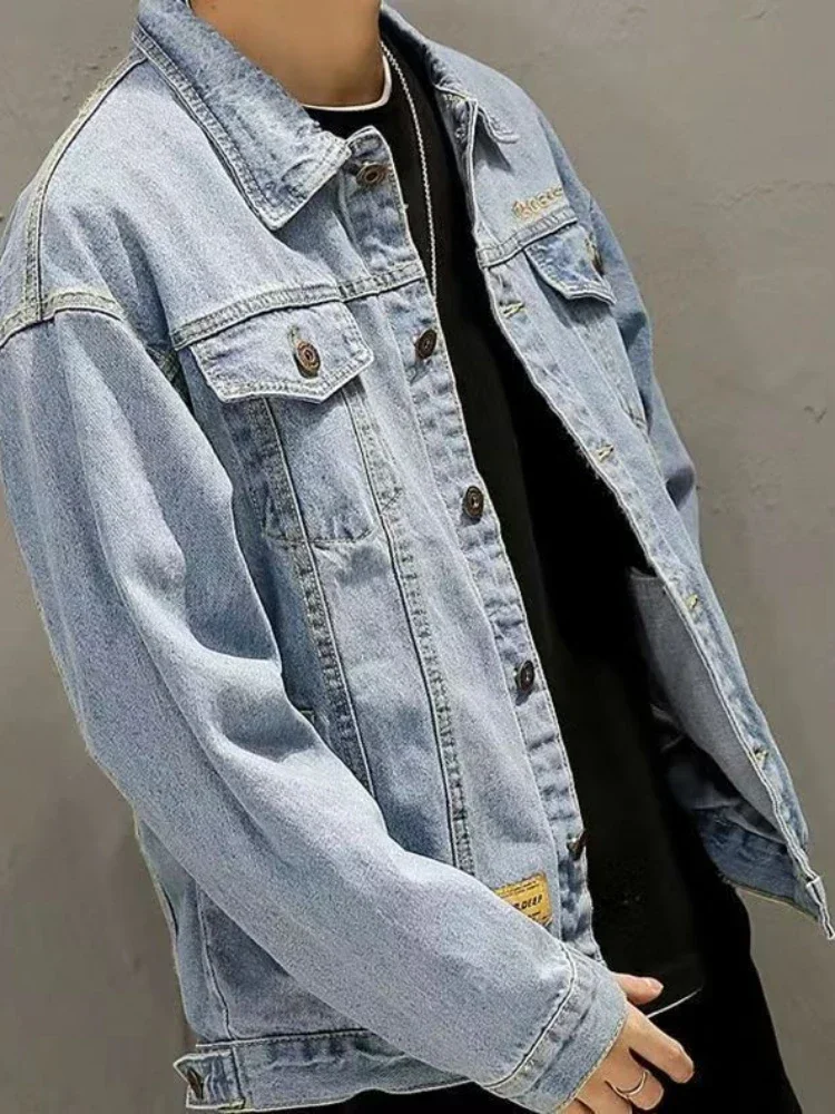 Denim Jackets Man Wide Shoulde - Embroidery Jeans ulasan dan harga