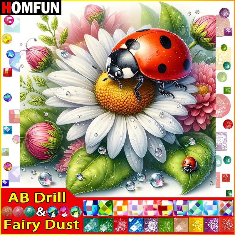 HOMFUN Fairy Dust AB Diamond P - Embroidery Lady Bug ulasan dan harga