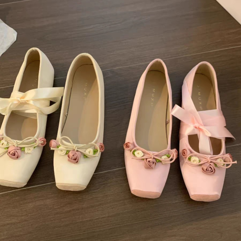 Women Flats Bow Marie Janes Sh - Embroidery Lace ulasan dan harga