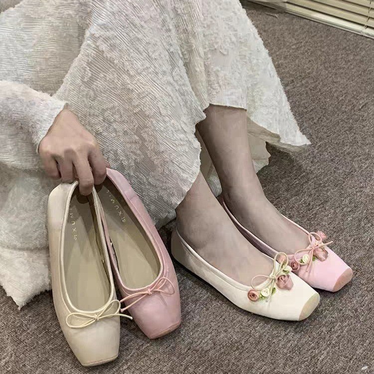 Women Flats Bow Marie Janes Sh - Embroidery Lace ulasan dan harga