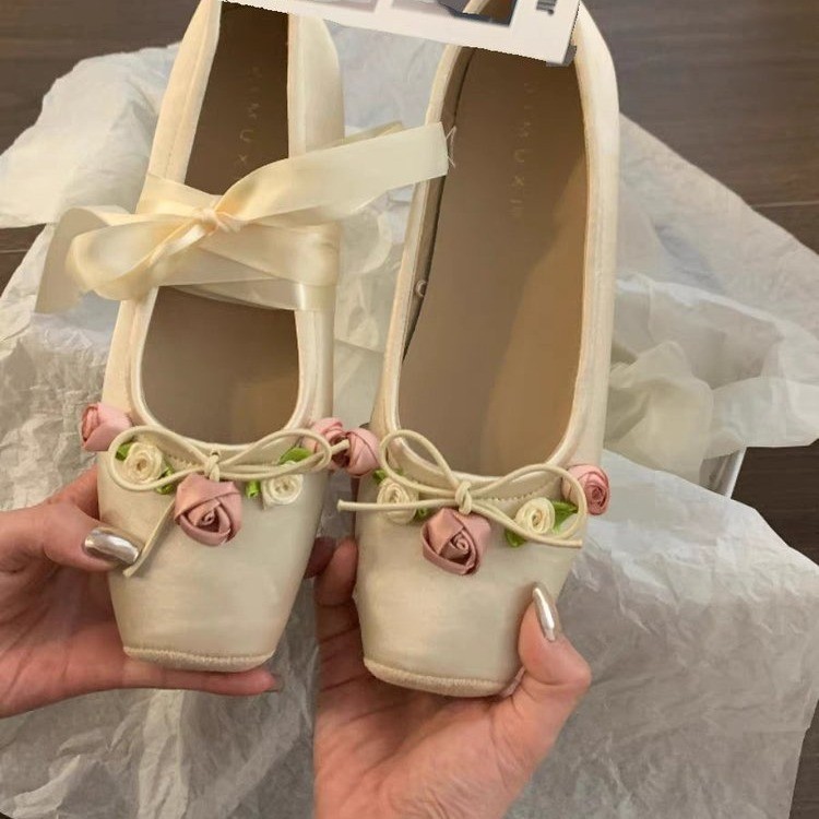 Women Flats Bow Marie Janes Sh - Embroidery Lace ulasan dan harga