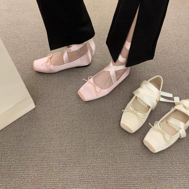 Women Flats Bow Marie Janes Sh - Embroidery Lace ulasan dan harga