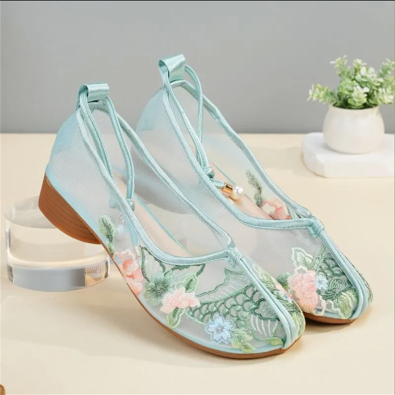 Popular Sandals Mesh Shoes Emb - Embroidery Lace ulasan dan harga