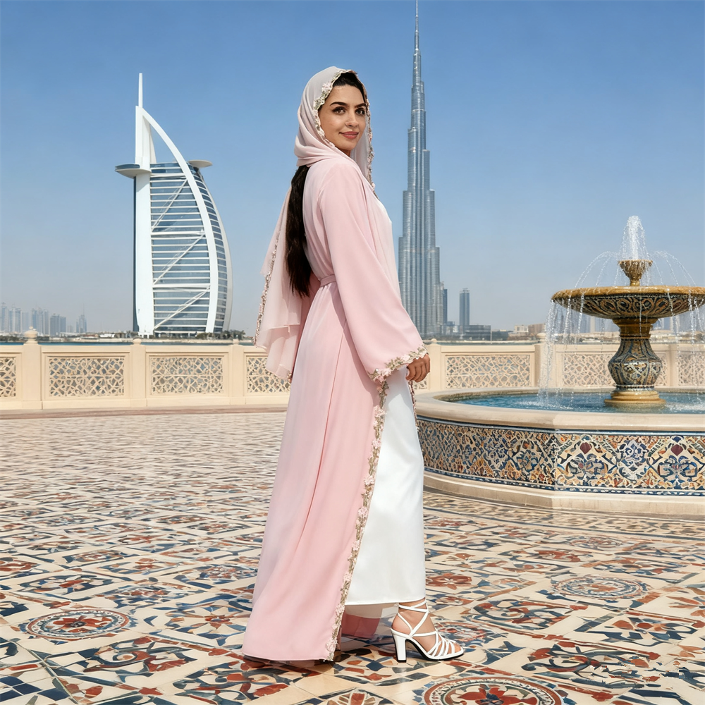 Dubai Open Abaya Women Muslim  - Embroidery Kebaya ulasan dan harga