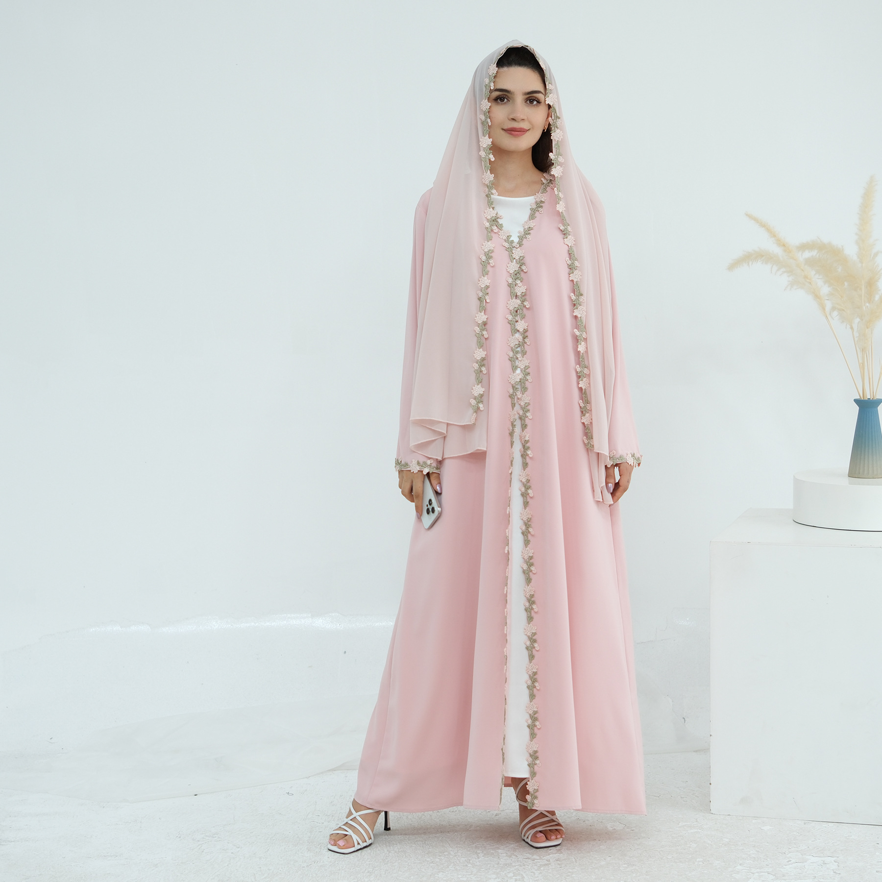 Dubai Open Abaya Women Muslim  - Embroidery Kebaya ulasan dan harga