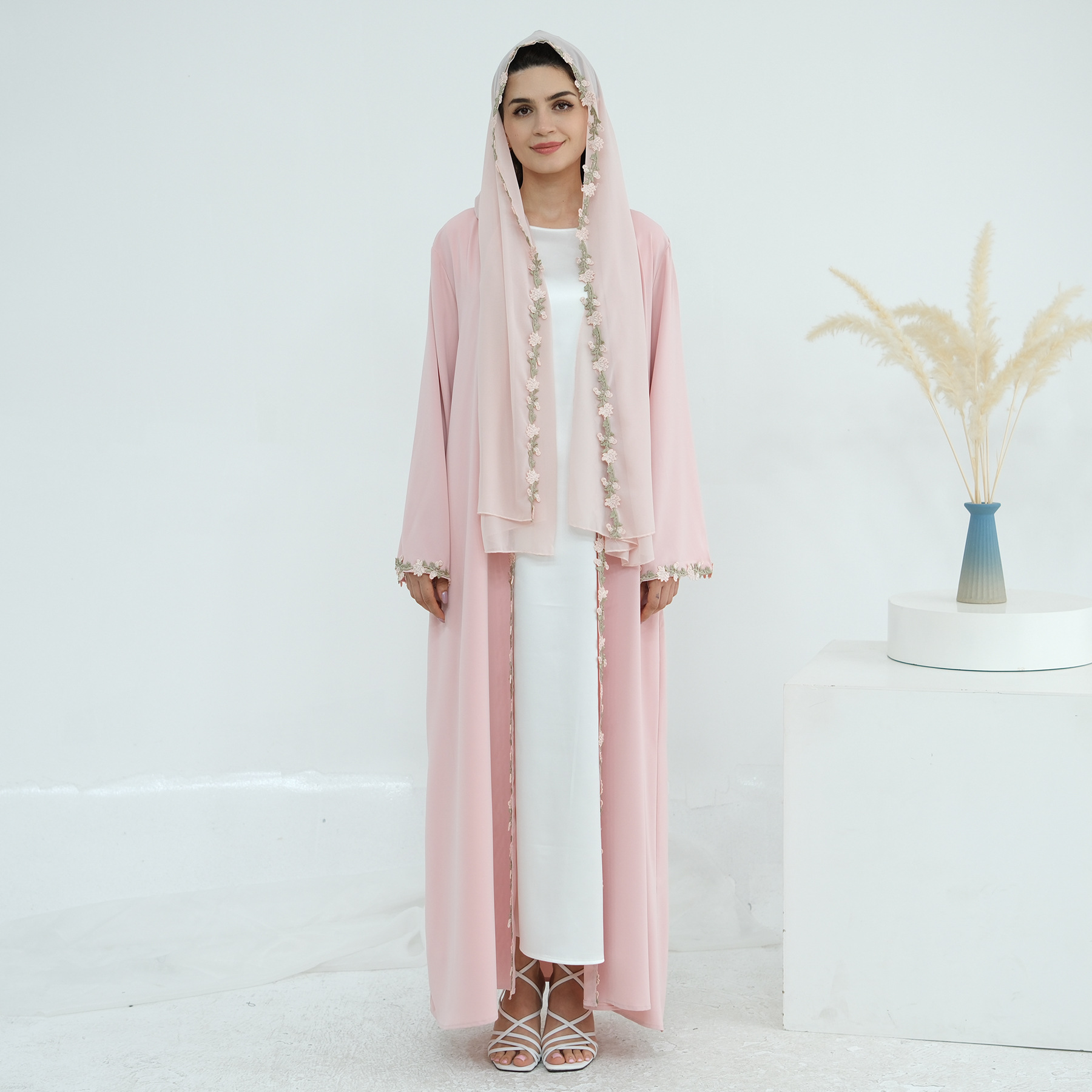 Dubai Open Abaya Women Muslim  - Embroidery Kebaya ulasan dan harga
