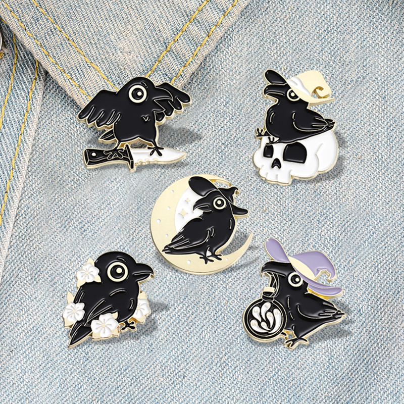 Punk Crow Wizard Enamel Pins C - Embroidery Logo ulasan dan harga