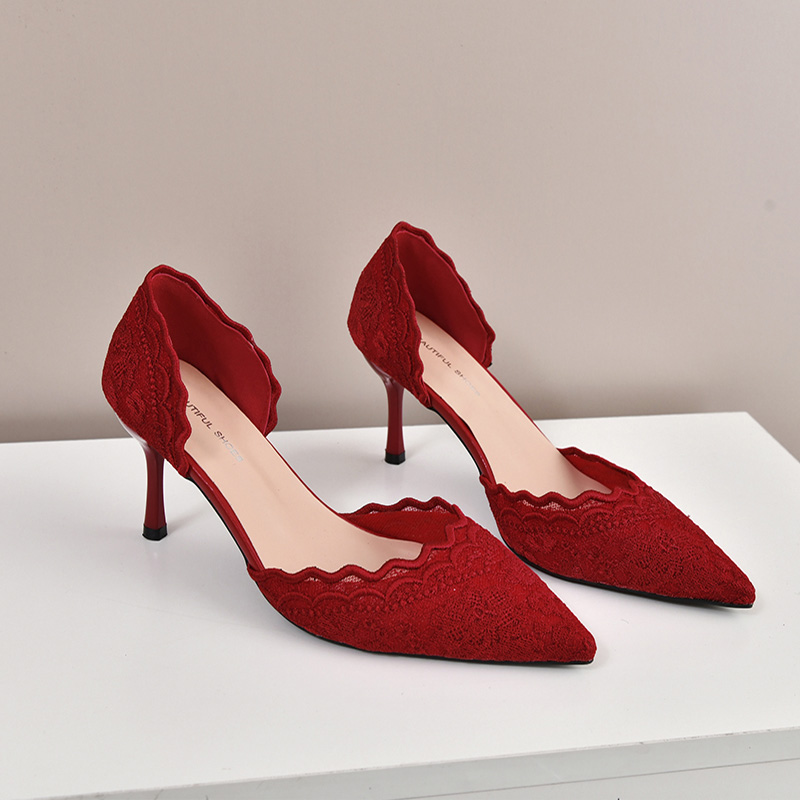 Luxury Red White Lace Embroide - Embroidery Lace ulasan dan harga