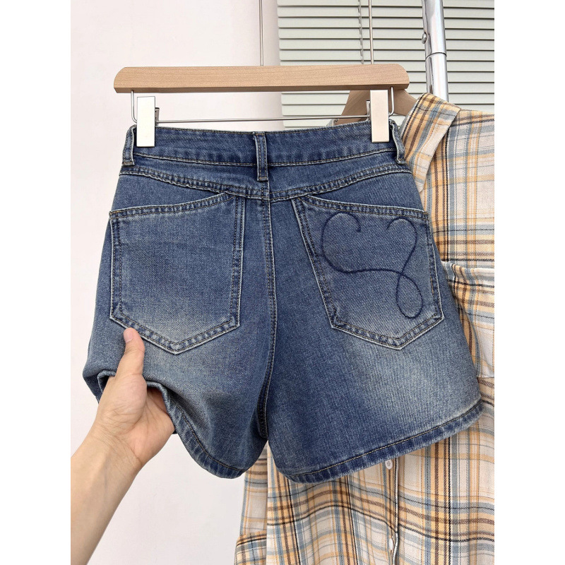 Vintage Embroidered Denim Shor - Embroidery Jeans ulasan dan harga