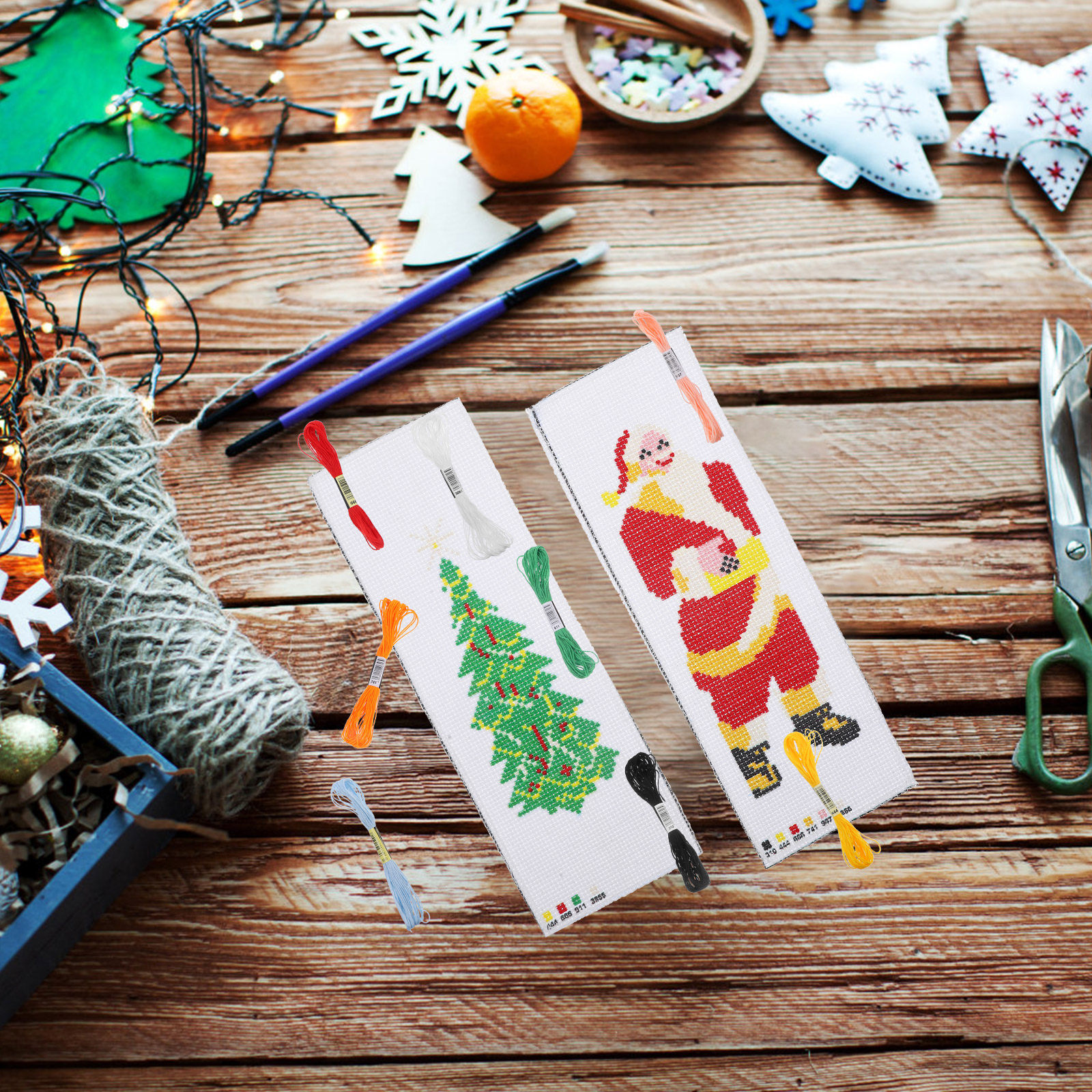 2Sets Xmas Cross Stitch Bookma - Embroidery Xmas Kits ulasan dan harga