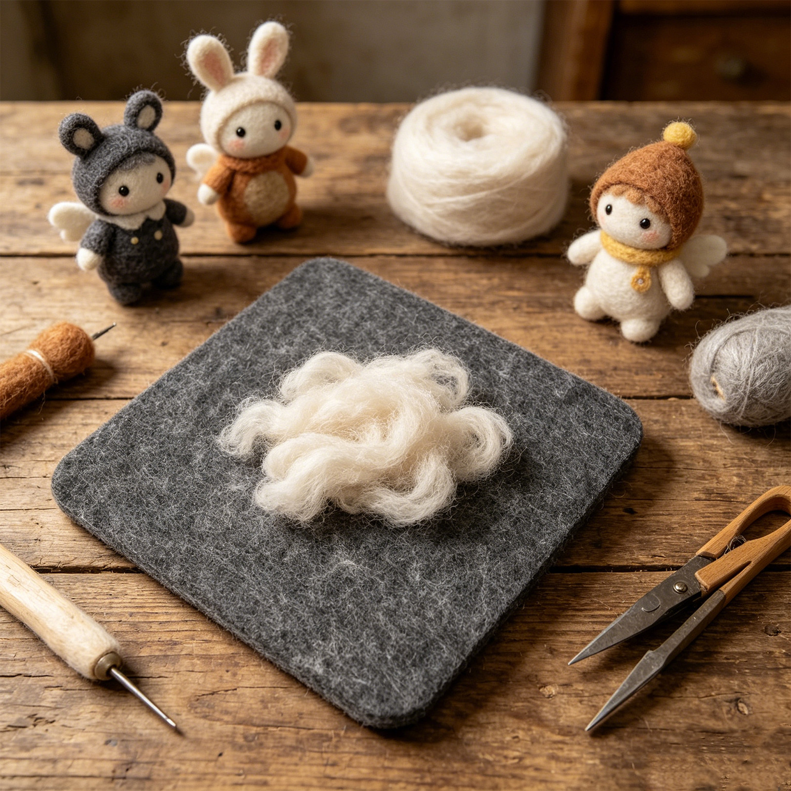 4Pcs Square Felt Sheets Needle - Felt Sheet Wool ulasan dan harga
