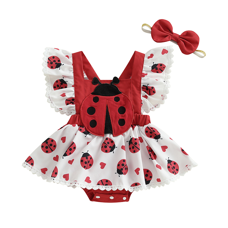 0-18M Newborn Baby Girls Cute  - Embroidery Lady Bug ulasan dan harga