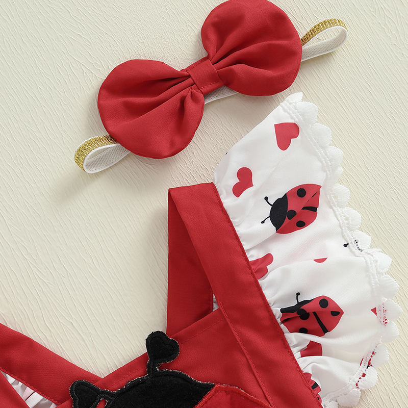 0-18M Newborn Baby Girls Cute  - Embroidery Lady Bug ulasan dan harga