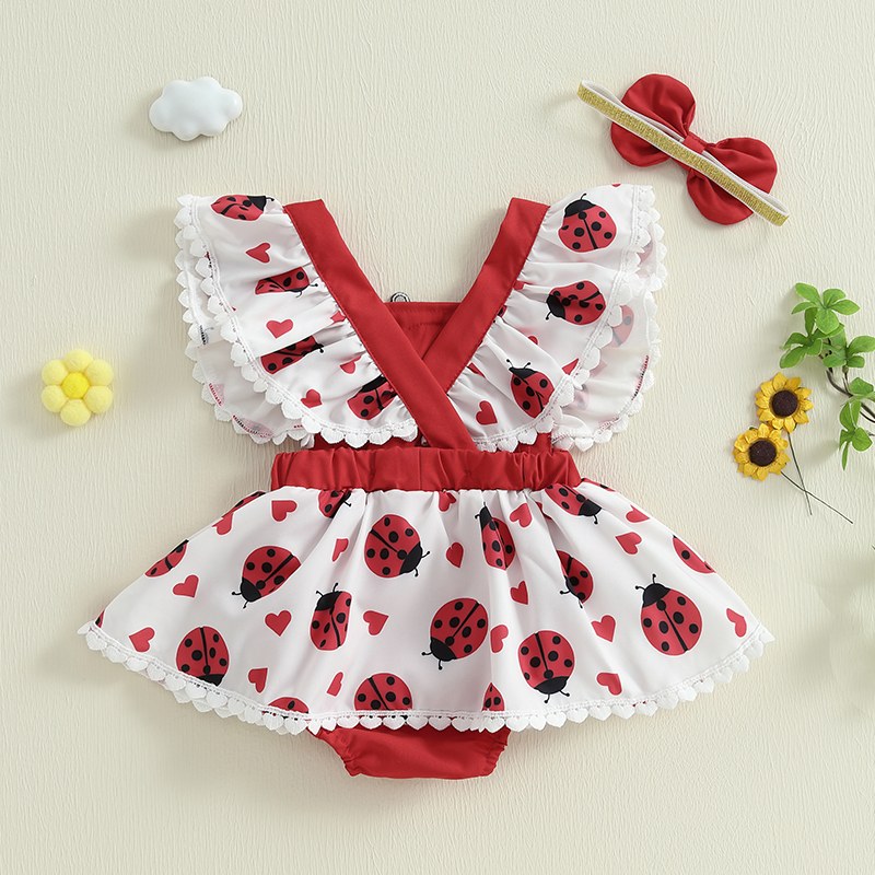 0-18M Newborn Baby Girls Cute  - Embroidery Lady Bug ulasan dan harga