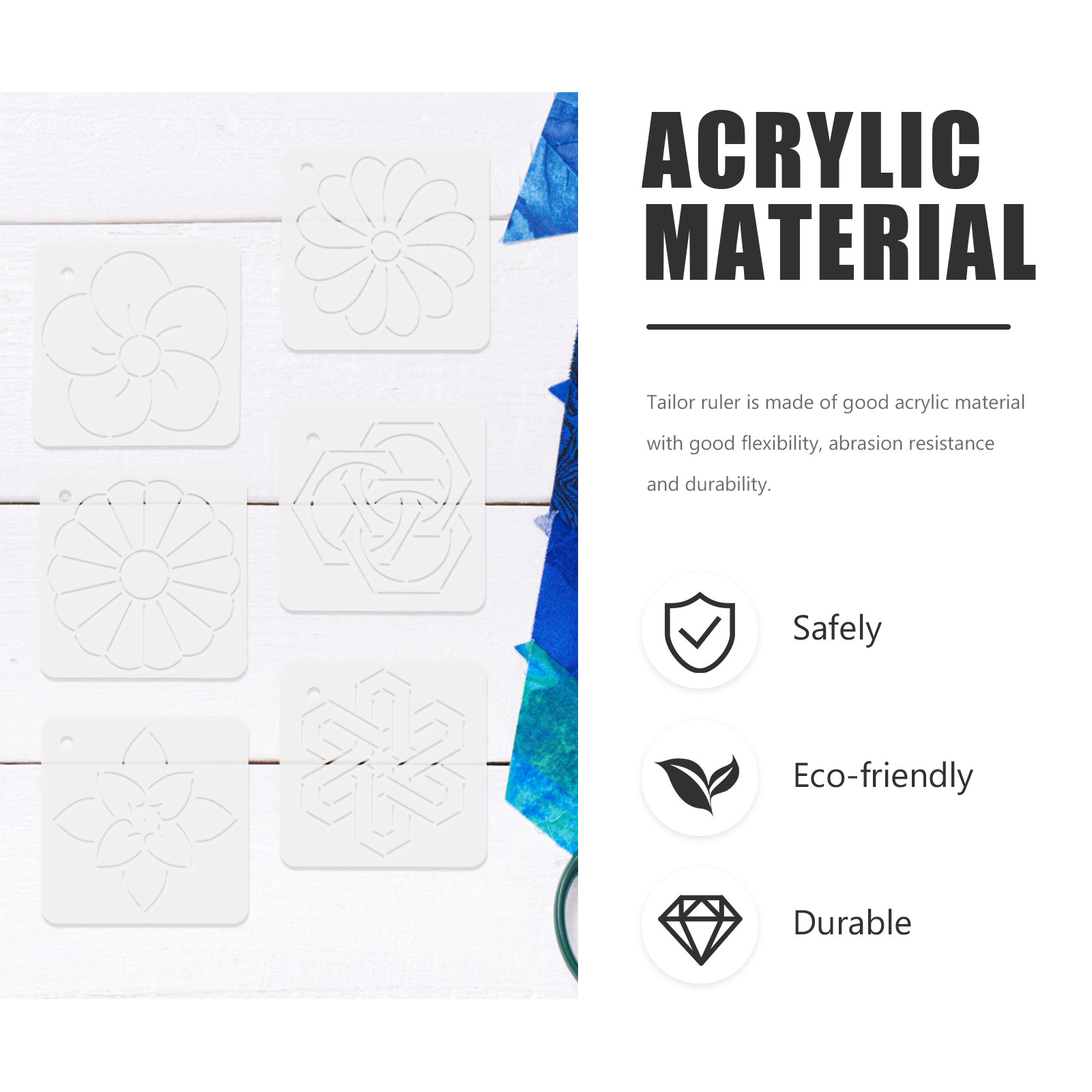 6Pcs Smooth Edge Acrylic Quilt - Embroidery Quilting ulasan dan harga