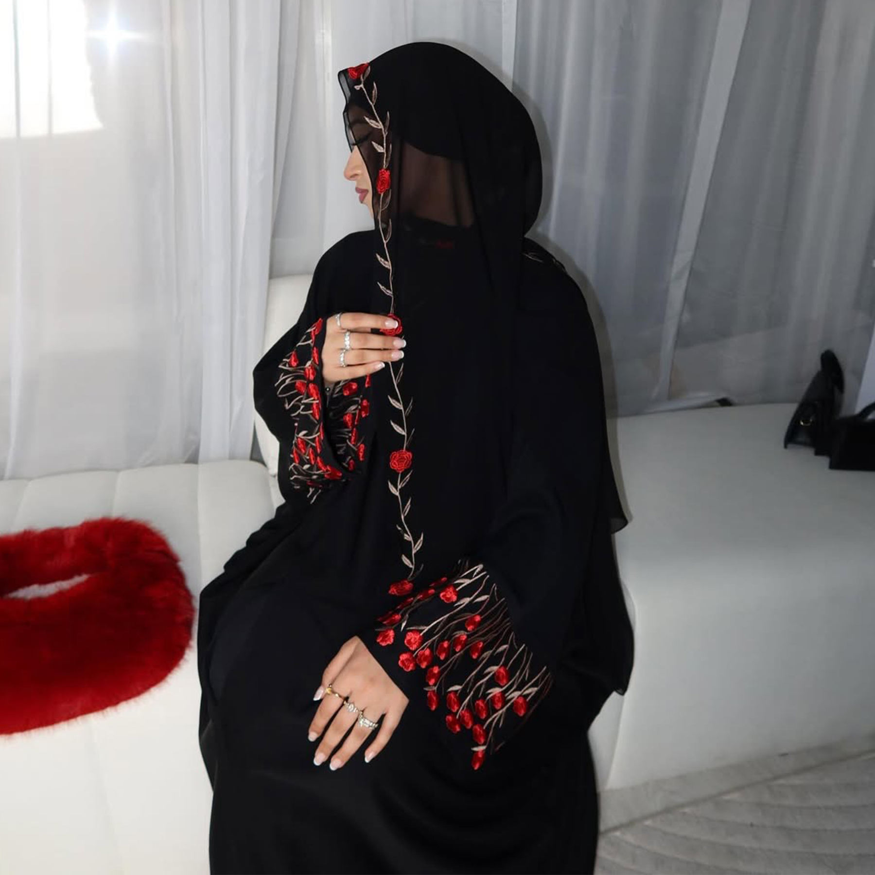 Open Abaya Dubai Embroidery Mu - Embroidery Kebaya ulasan dan harga
