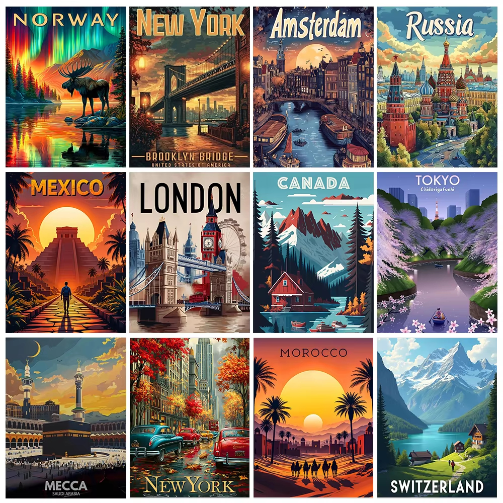 World Famous Scenery 5D Diamon - Embroidery World ulasan dan harga