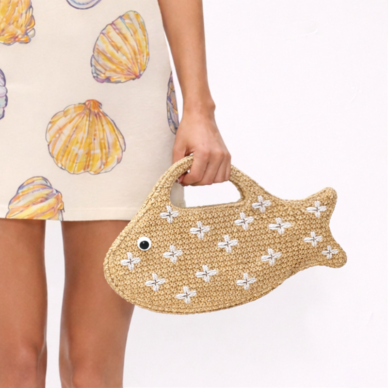 Embroidered Fish Raffia Straw  - Embroidery Fish ulasan dan harga