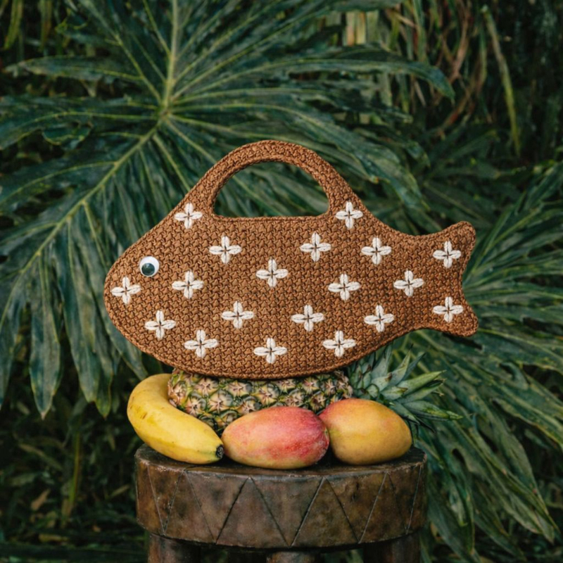 Embroidered Fish Raffia Straw  - Embroidery Fish ulasan dan harga