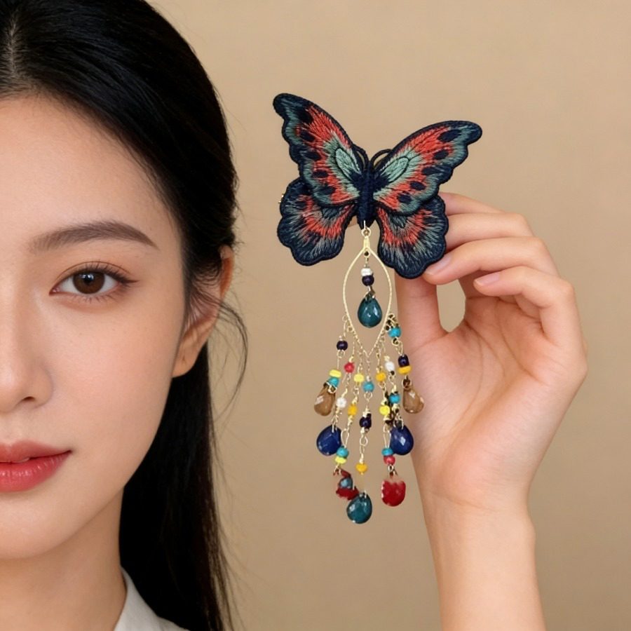 New Chinese Style Knitting But - Embroidery Glass Beads ulasan dan harga