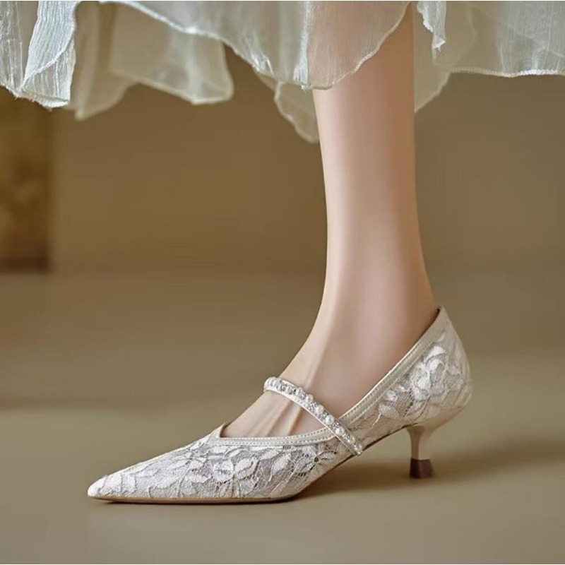 Sexy Lace Embroidery High Heel - Embroidery Lace ulasan dan harga