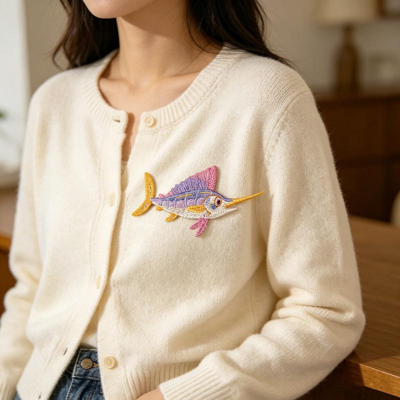 Dolphin Jellyfish Summer Sea F - Embroidery Fish ulasan dan harga