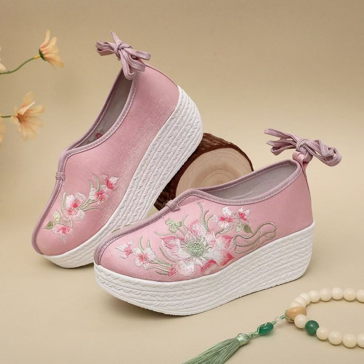 Woman Ethnic Style Wedges Embr - Embroidery Lace ulasan dan harga