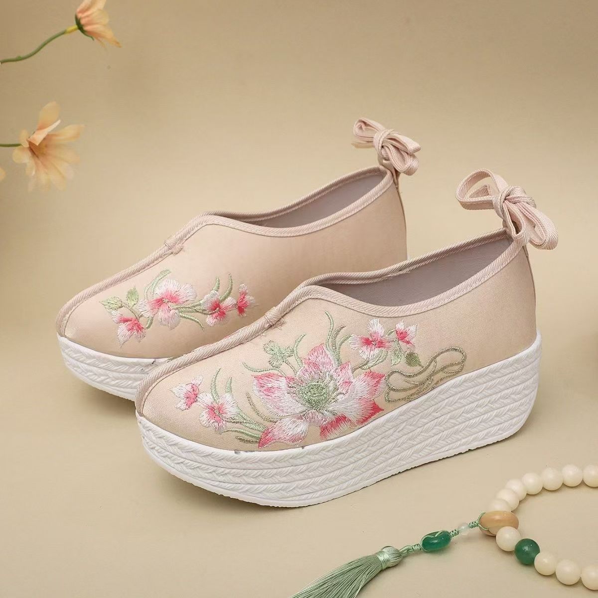 Woman Ethnic Style Wedges Embr - Embroidery Lace ulasan dan harga