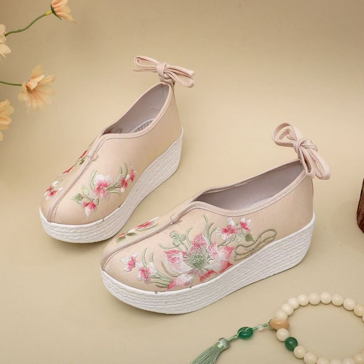 Woman Ethnic Style Wedges Embr - Embroidery Lace ulasan dan harga