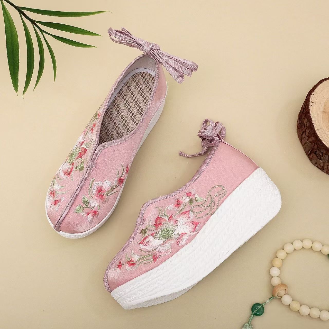 Woman Ethnic Style Wedges Embr - Embroidery Lace ulasan dan harga