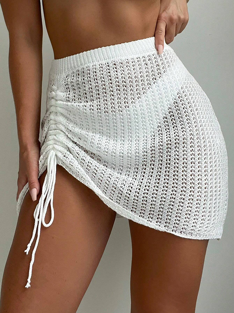 White Hollow Knit Wrap Skirt W - Felt Sheet Wool ulasan dan harga