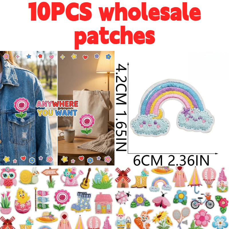 10/20PCS Bulk Spring Theme Emb - Embroidery Lady Bug ulasan dan harga