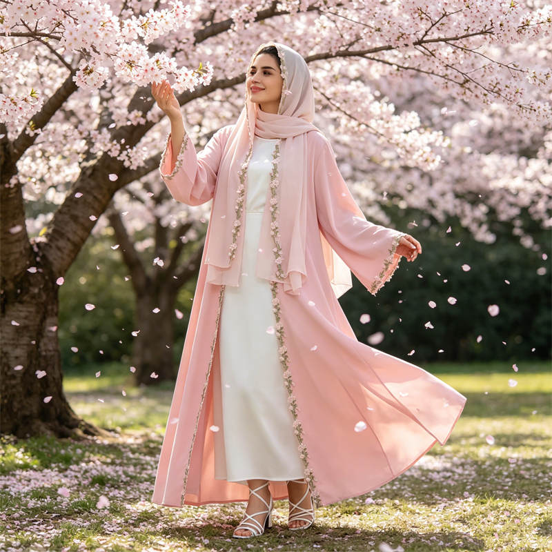 Dubai Open Abaya Muslim Hijab  - Embroidery Kebaya ulasan dan harga