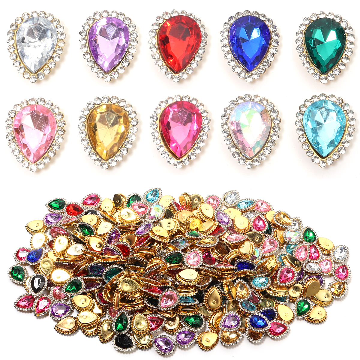 20pcs Sunflower Waterdrop Shap - Embroidery Glass Beads ulasan dan harga