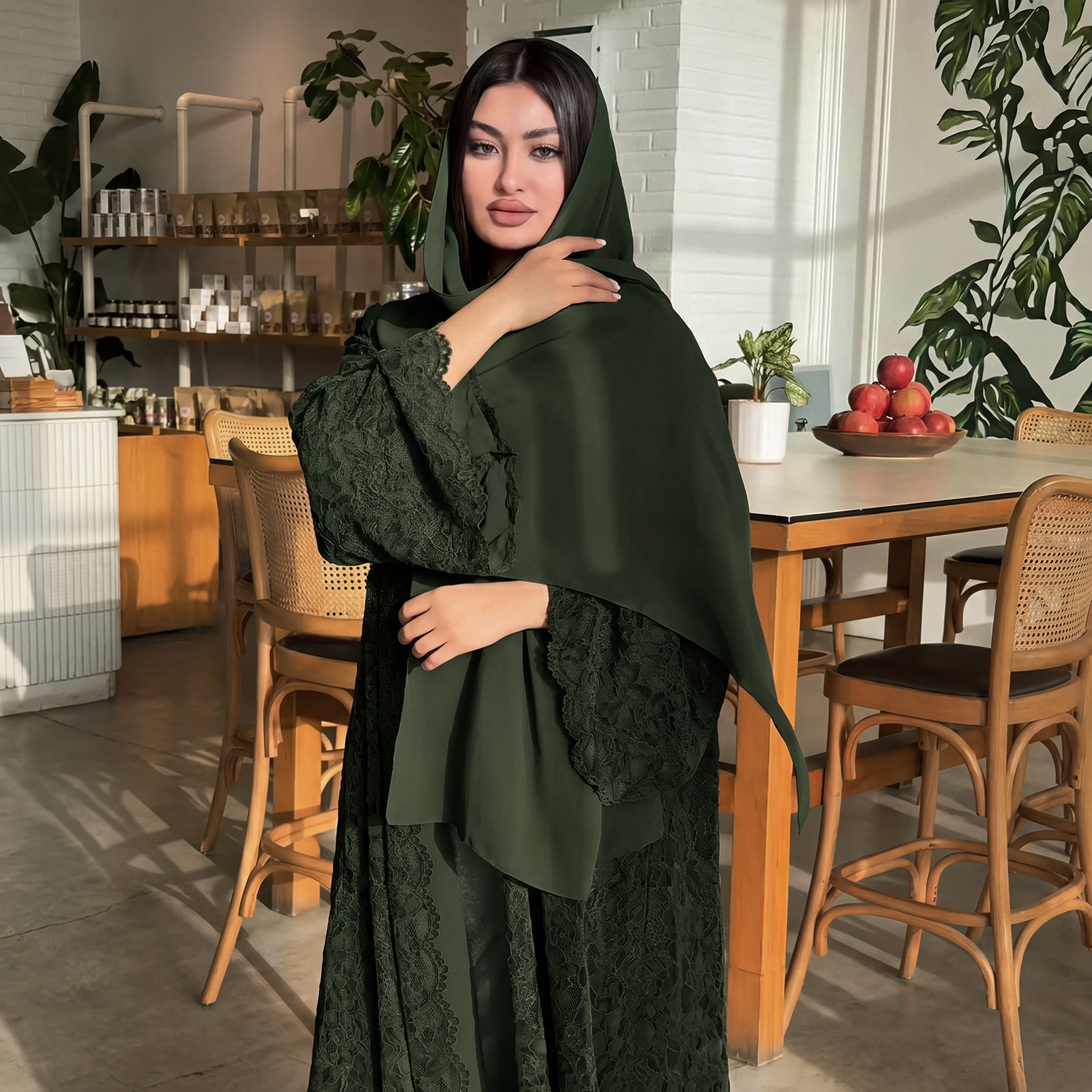 Dubai Lace Long Robe Kimono Ca - Embroidery Kebaya ulasan dan harga