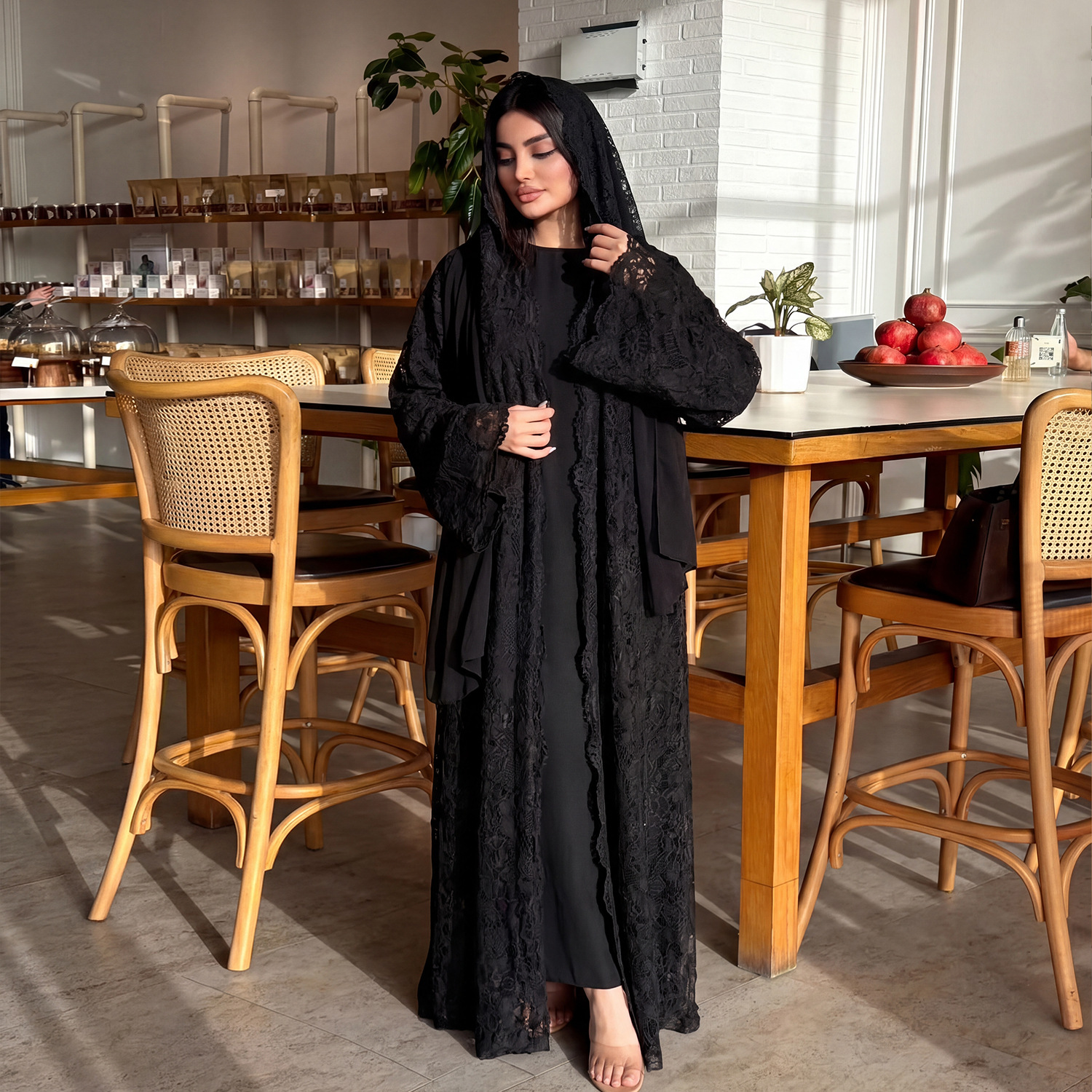 Dubai Lace Long Robe Kimono Ca - Embroidery Kebaya ulasan dan harga