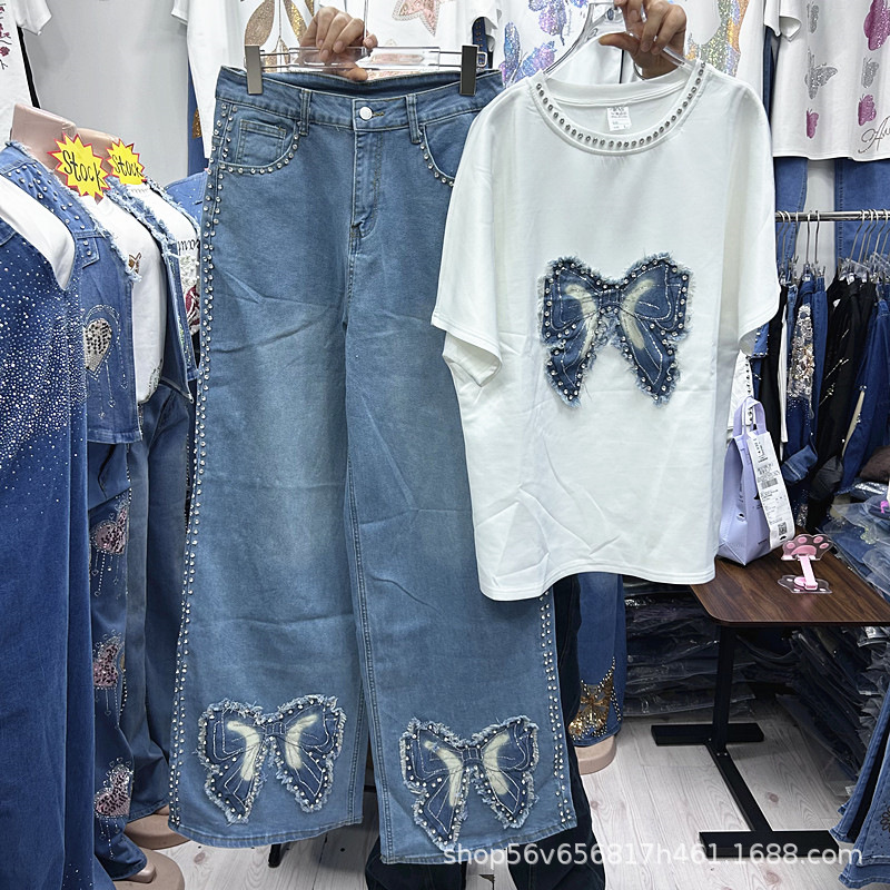 New Spring Summer Loose Women  - Embroidery Jeans ulasan dan harga