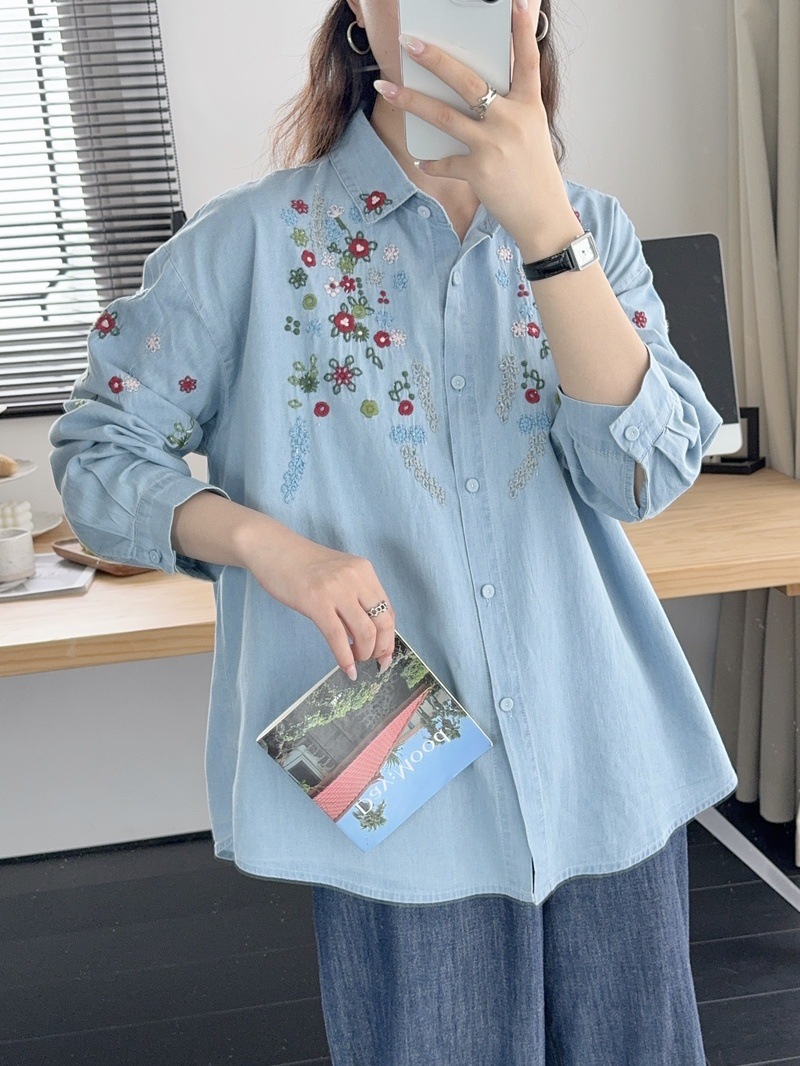 Harajuku y2k Denim Shirts Wome - Embroidery Jeans ulasan dan harga