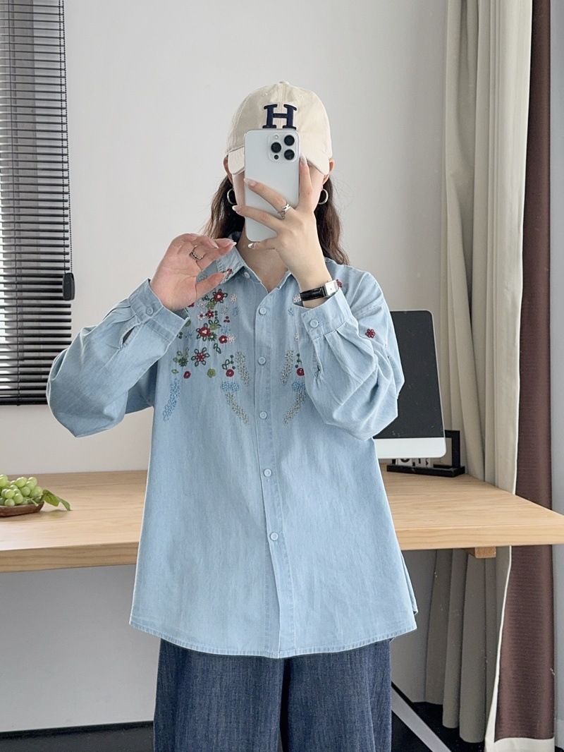 Harajuku y2k Denim Shirts Wome - Embroidery Jeans ulasan dan harga