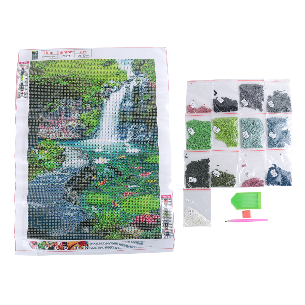 A71Z  Waterfall Scenery Fish D - Embroidery Fish ulasan dan harga