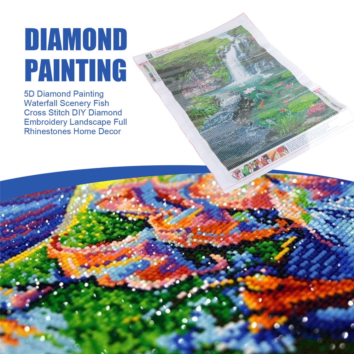A71Z  Waterfall Scenery Fish D - Embroidery Fish ulasan dan harga