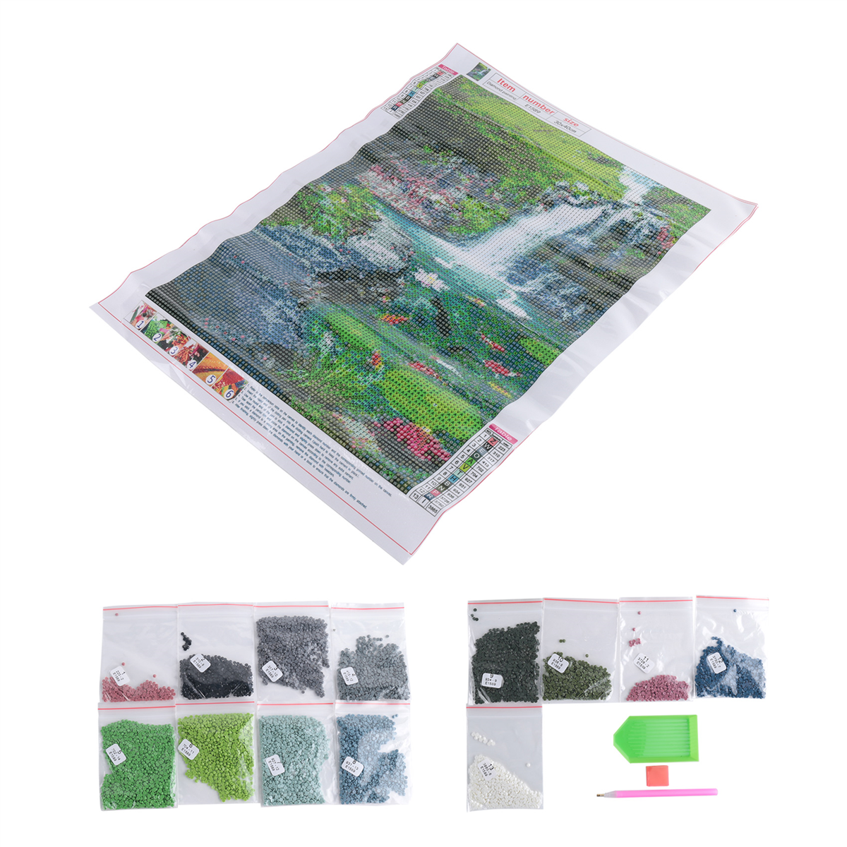 A71Z  Waterfall Scenery Fish D - Embroidery Fish ulasan dan harga