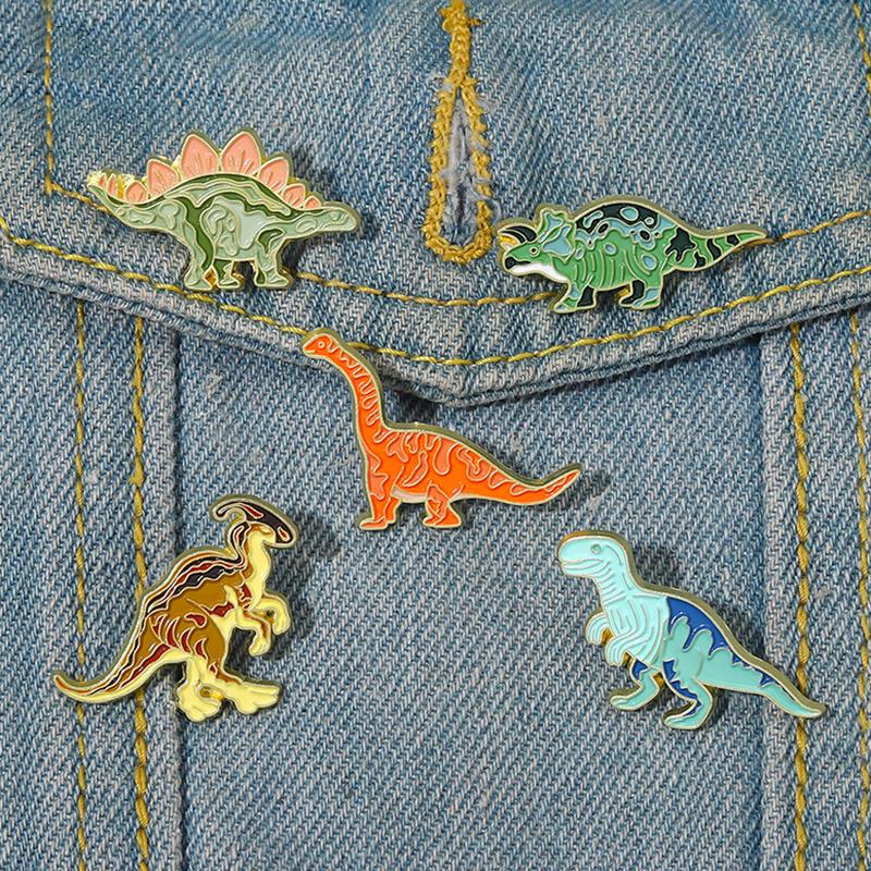 Colorful Dino Enamel Pins Cust - Embroidery Logo ulasan dan harga