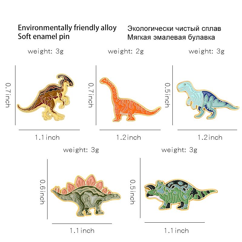 Colorful Dino Enamel Pins Cust - Embroidery Logo ulasan dan harga
