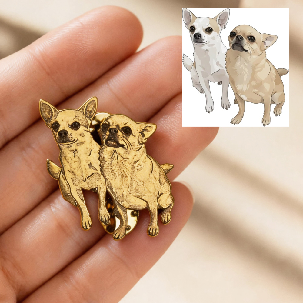 Custom Engrave Pet Photo Pins  - Embroidery Illustration ulasan dan harga