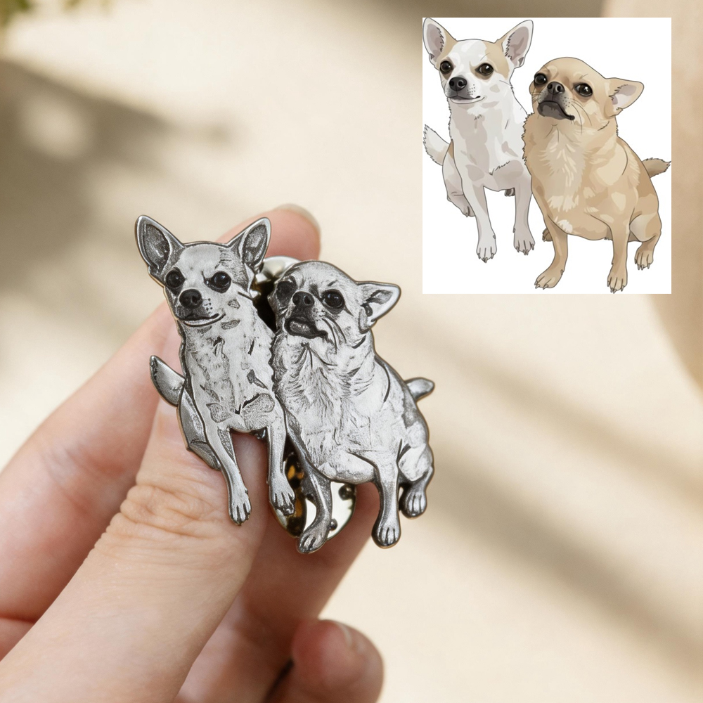 Custom Engrave Pet Photo Pins  - Embroidery Illustration ulasan dan harga
