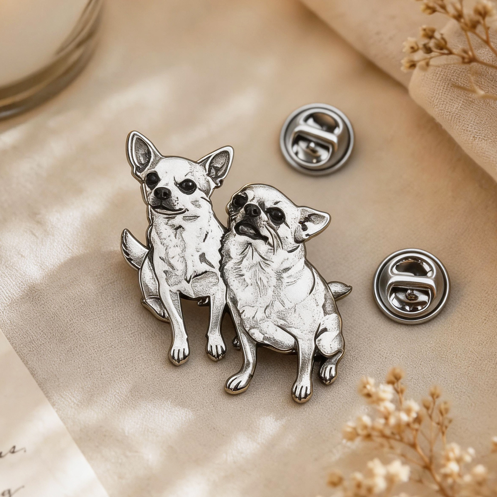 Custom Engrave Pet Photo Pins  - Embroidery Illustration ulasan dan harga