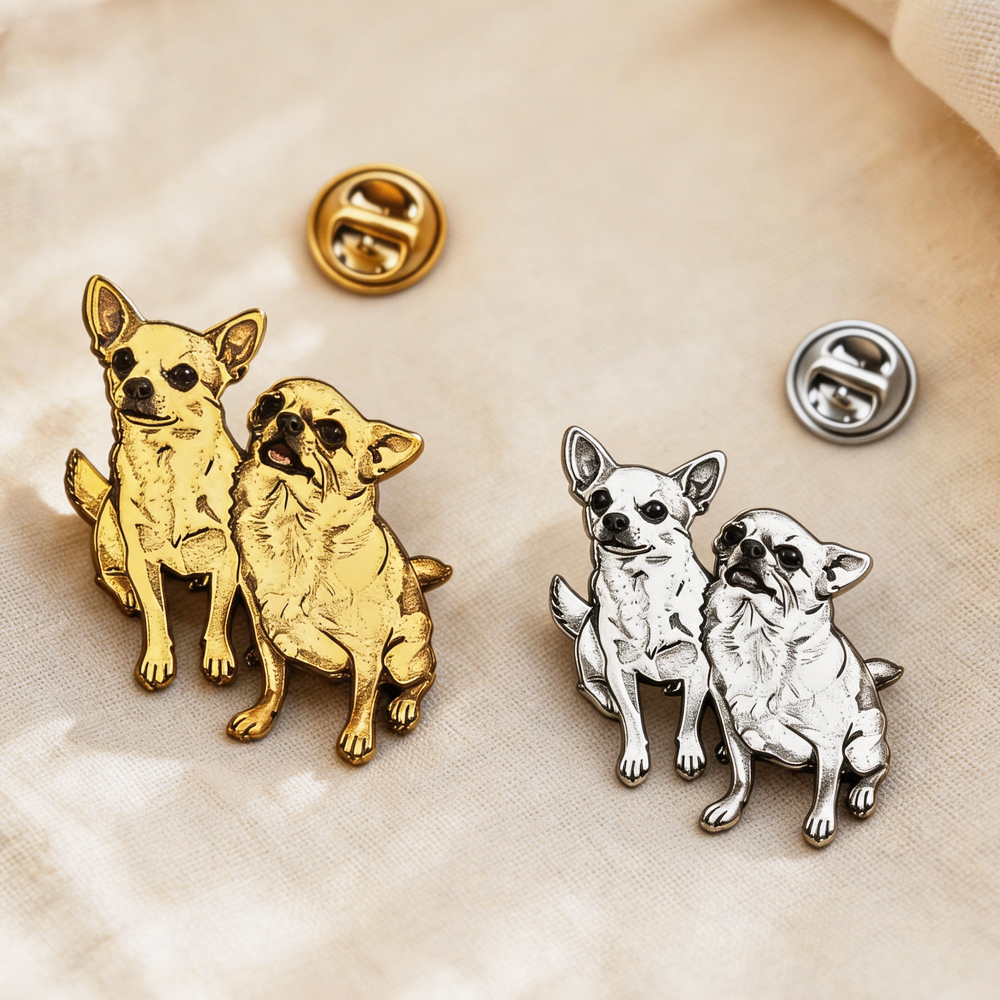 Custom Engrave Pet Photo Pins  - Embroidery Illustration ulasan dan harga